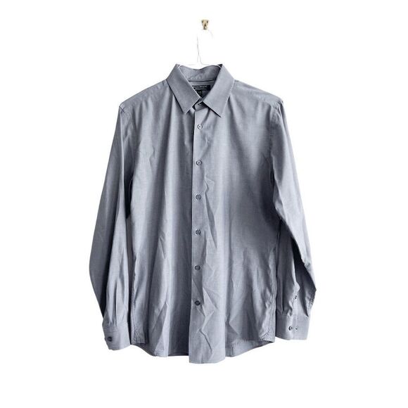 Banana Republic Mens Button Down Shirt Long Sleeve Stretch Slim Fit Charcoal Med - Picture 1 of 8